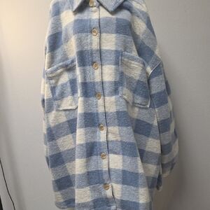 Sonoma Light Blue and White Plaid Shirt